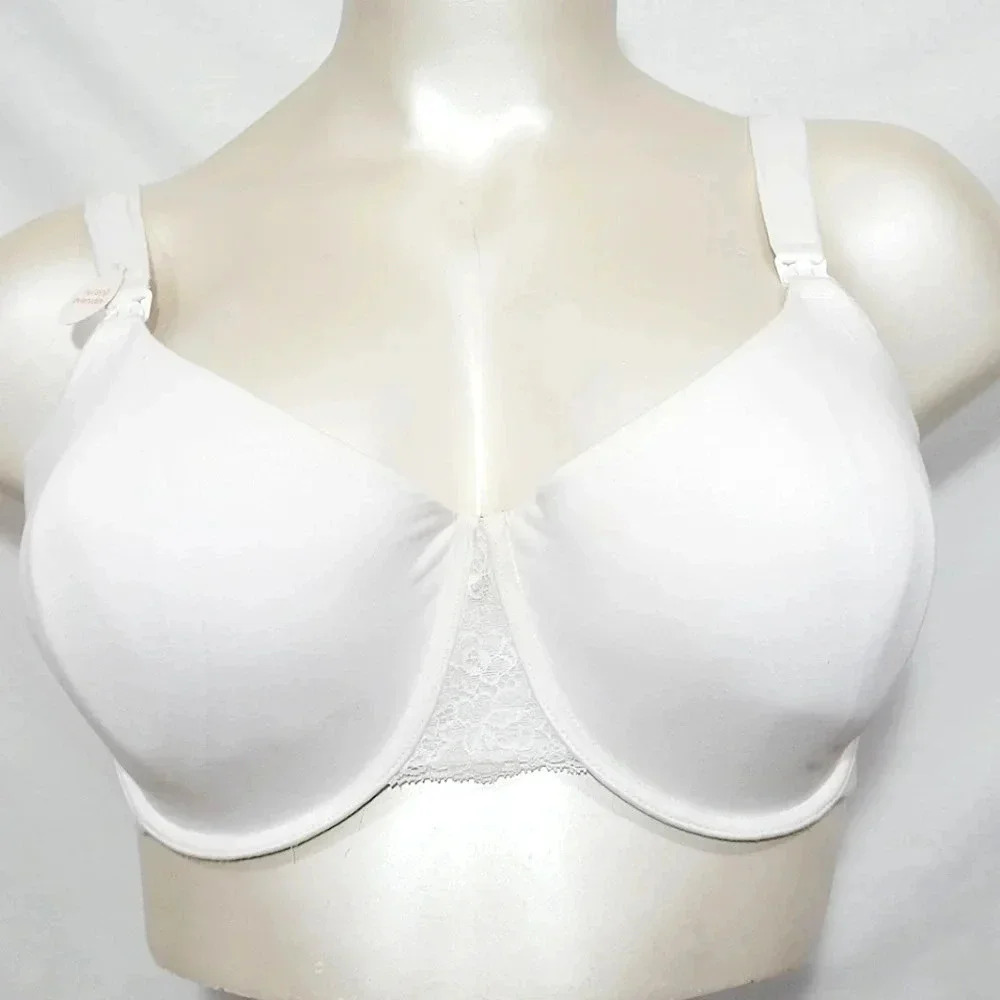 42DD Gilligan O'Malley 88% Cotton Nursing Maternity Lace Trim UW Bra‎ White New